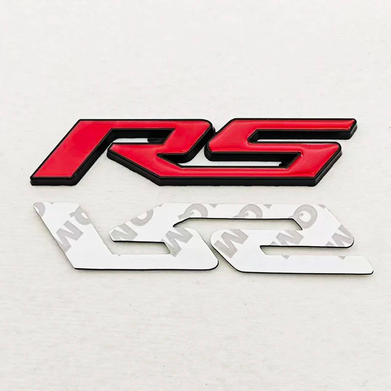 3D Metal RS Logo Sticker Front Grill Emblem Rear Trunk Badge For Chevrolet Onix Blazer lumina Camaro Cruze Monza Car Accessories