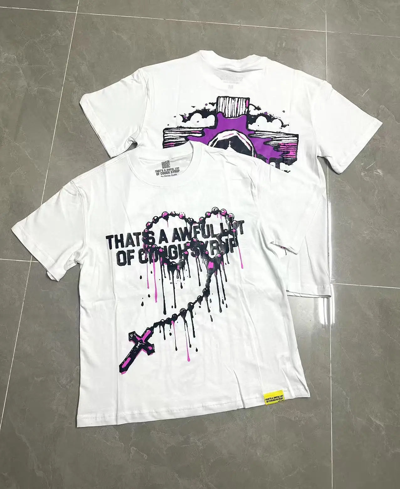 That's A Awful Lot of Cough Syrup Short Sleeve American Street Pop Hip-hop Cartoon Pattern Print Tops COUGH SYRUP T-shirt