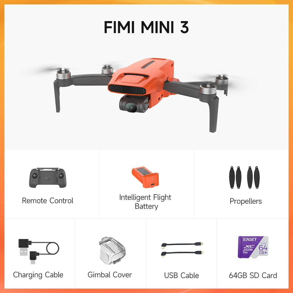 FIMI MINI 3 new drone 4K 60fps 9km range 3-axis Gimbal 249g Ultralight AI Super Night Video design smart tracking mini pro drone