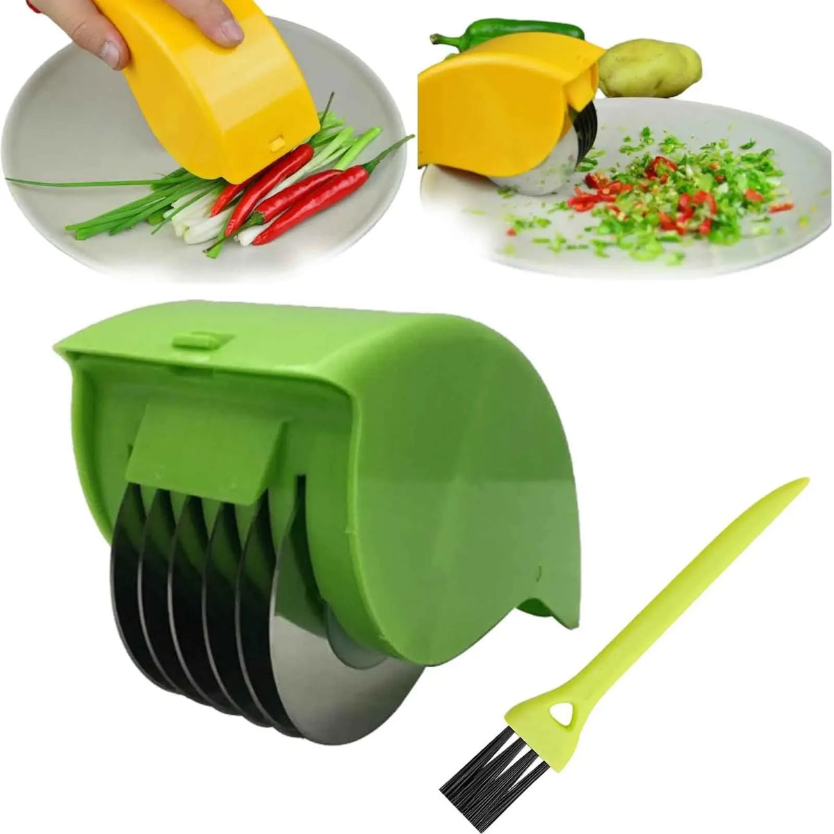 Rolling Herb Cutter - 6-Blade Parsley and Cilantro Mincer, Two-Tone - photo 7