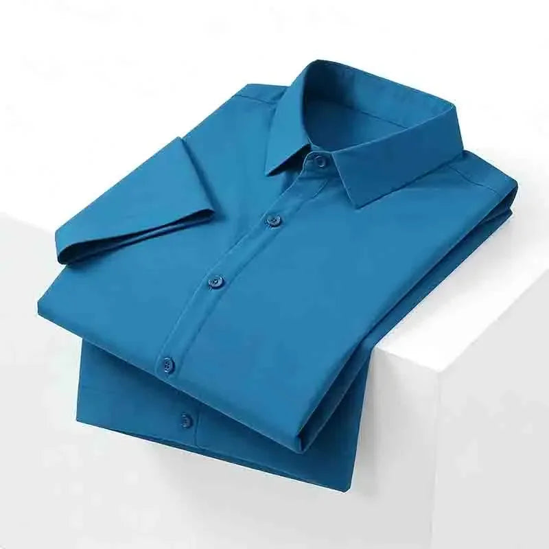 Men's Wedding Dress Shirt - Slim Fit, Formal Short-Sleeve Button-Down