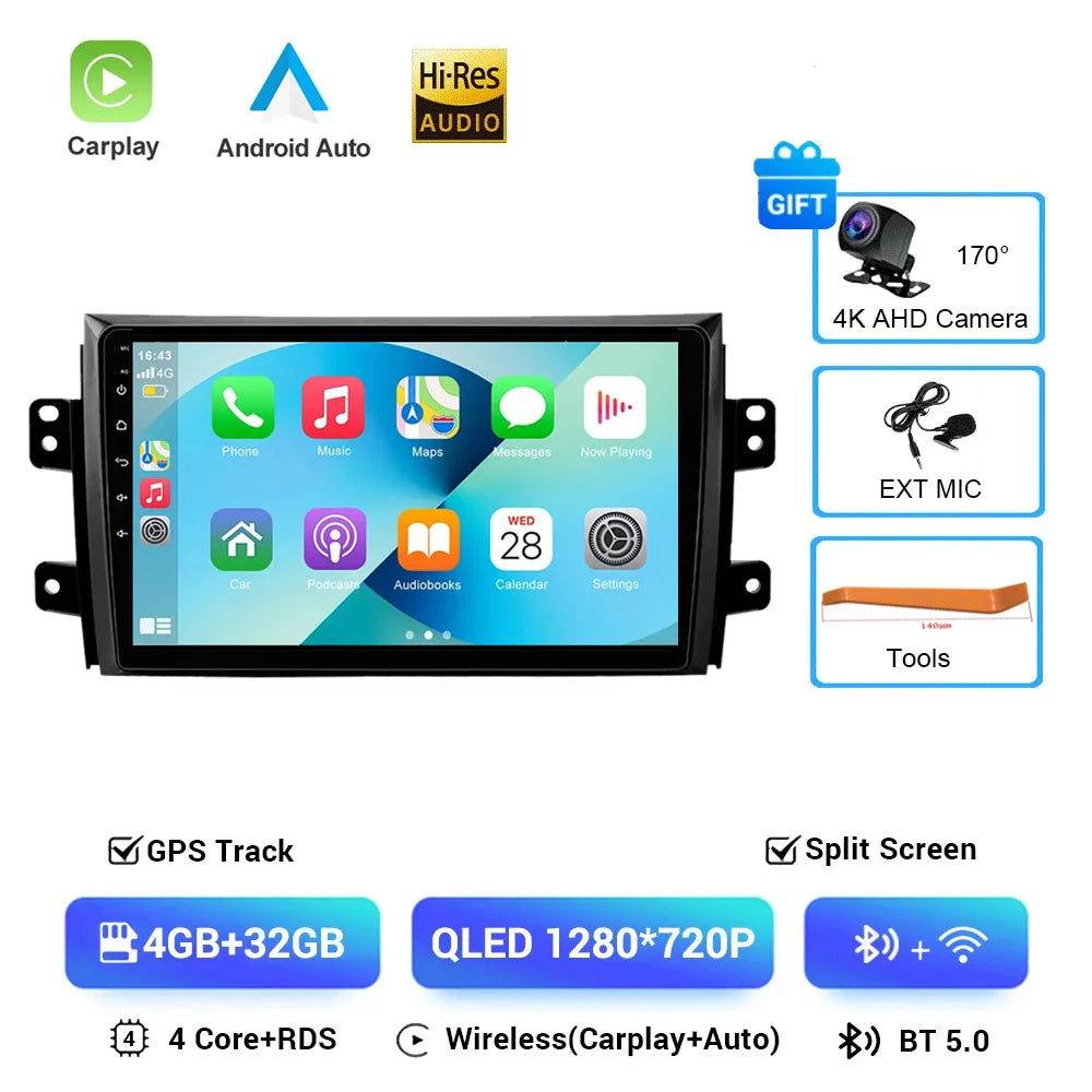 Android 16 Car Radio 4G+WIFI Carplay For Suzuki SX4 2006-2013 For Fiat Sedici 2005-2014 Car Multimedia GPS 2din autoradio