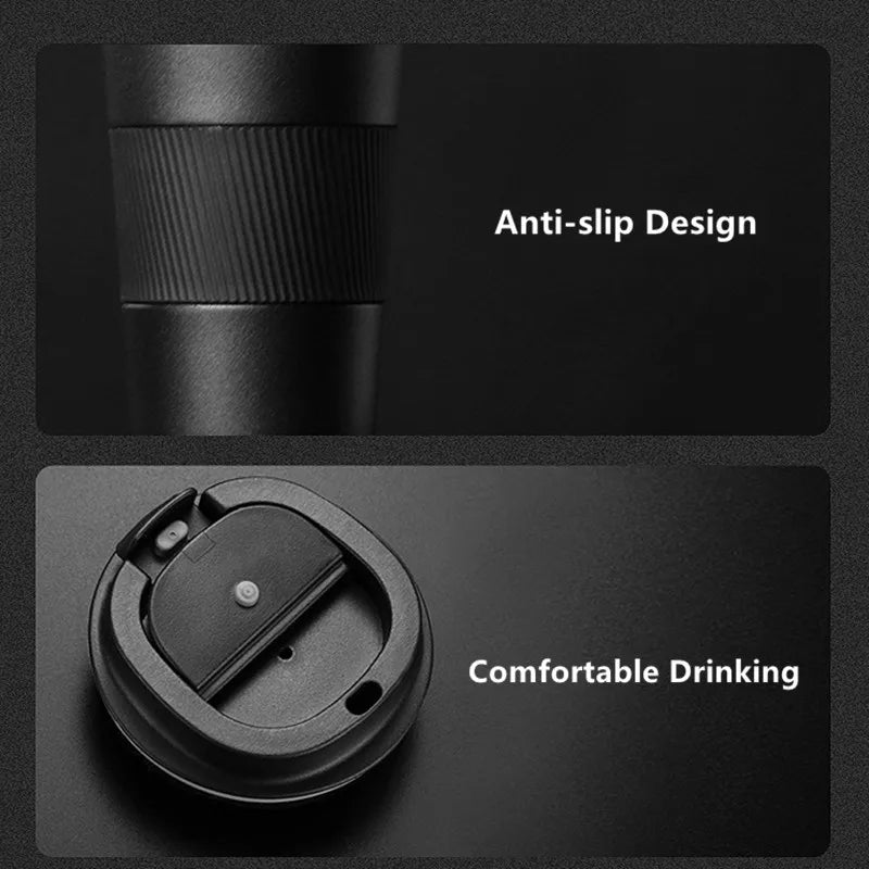 380ml/510ml Double Stainless Steel Coffee Thermos Mug with Non-slip Case Car Vacuum Flask Travel Insulated Bottle