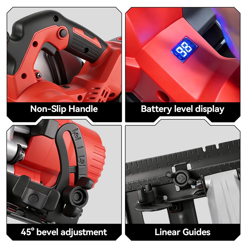 ONEVAN 4000W Brushless Electric Circular Saw 7Inch Cordless Rechargeable Portable Cutting Wood Power Tool For Makita Battery Pin