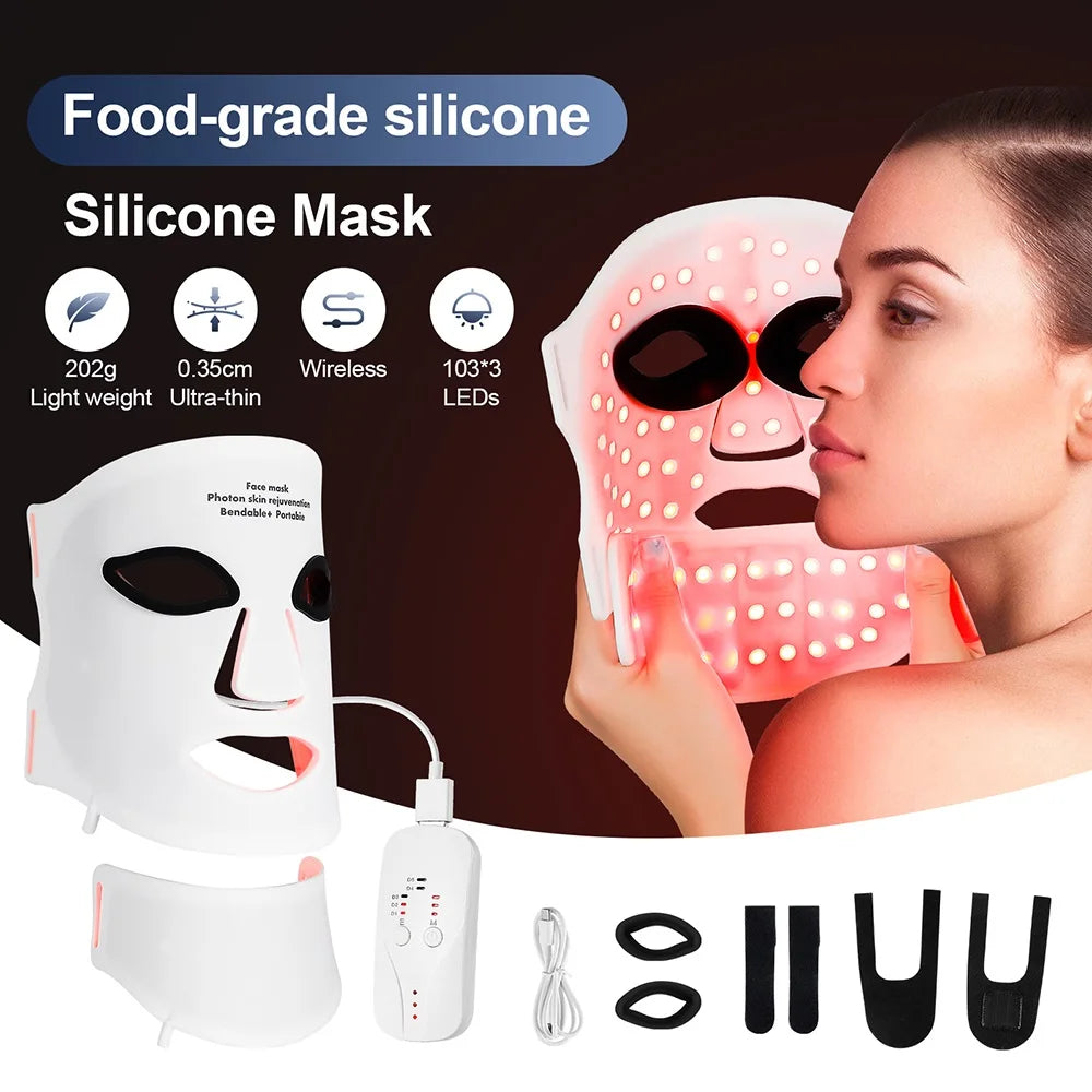 Silicone LED Face & Neck Mask – 7-Color Photon Light Therapy