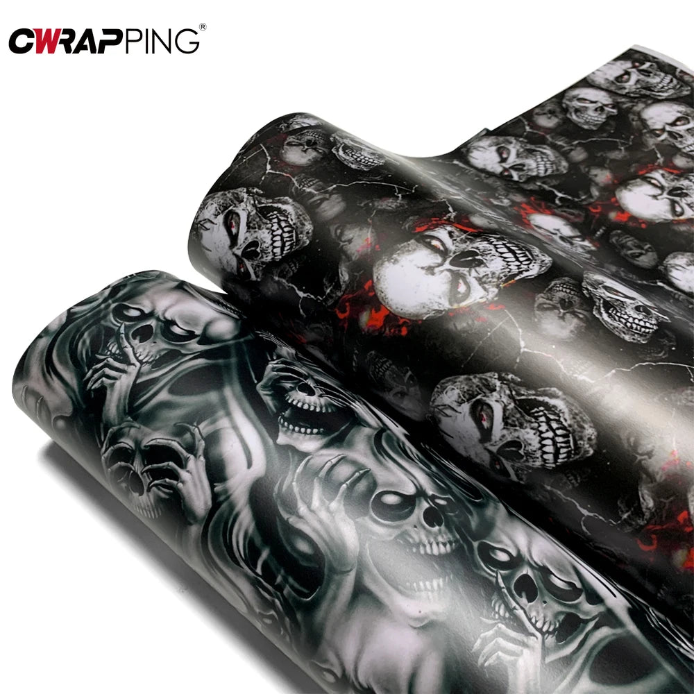 Skull Camo Car Wrap Vinyl — Motorcycle &amp; Auto Body Sticker Film