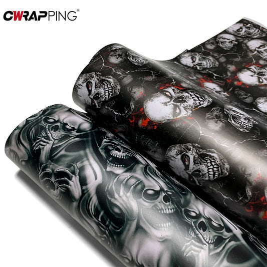Skull Camo Car Wrap Vinyl — Motorcycle &amp; Auto Body Sticker Film