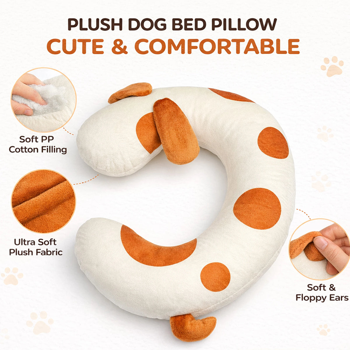 Dog Bed Pillow Soft Breathable Fabric Protects Spine Suitable Small Medium Sized Dogs Keeps Warm During Sleep