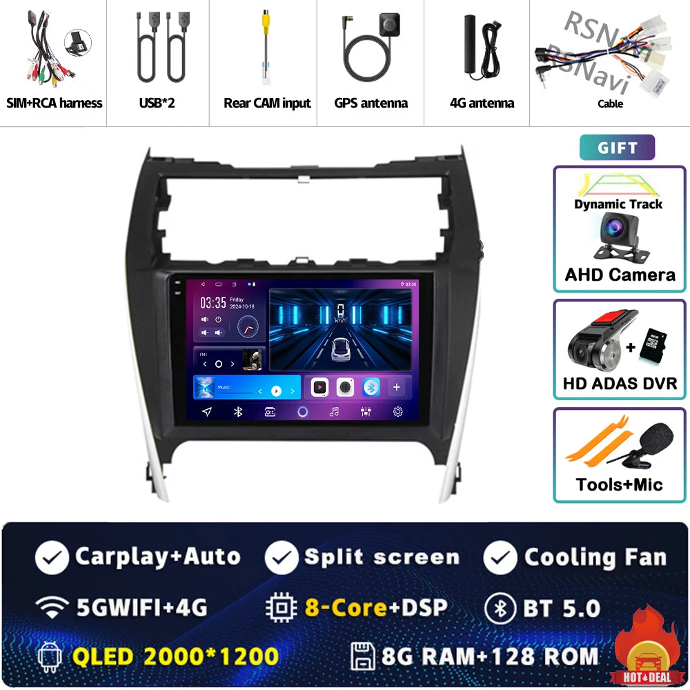 Android 16 For Toyota Camry US 2012 - 2014 2K QLED Android Car Radio Multimedia Video Player GPS Stereo CarPlay 4G Head Unit