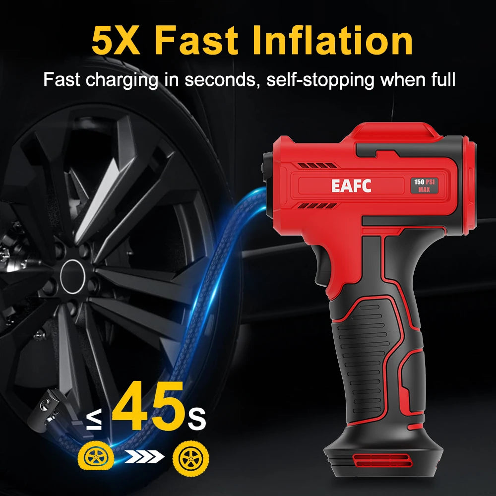 EAFC 4000mAh Car Air Compressor Electric Wireless 150PSI Tire Inflator Pump for Motorcycle Bicycle Boat AUTO Tyre Balls Inflator