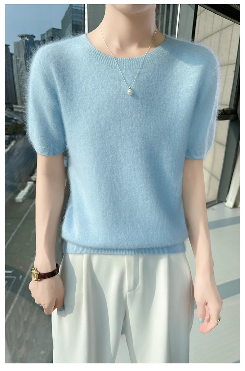 Women's Short Sleeve Knit Sweater Top