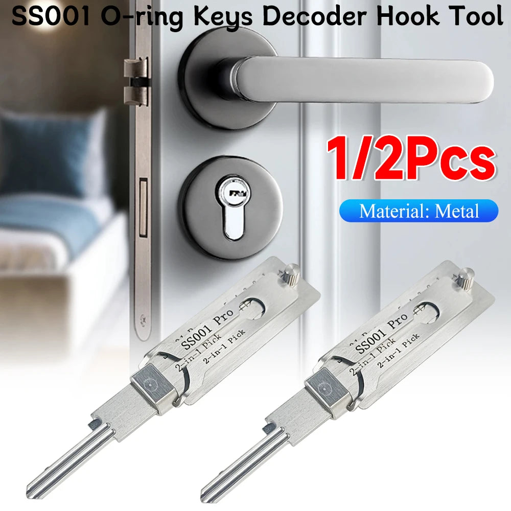 1/2PCS 2 In1 Stainless Steel Key Decoder Precision Hook And Pick Set Lock Decoder O-ring Pickup Kit Maintenance Repair Hand Tool