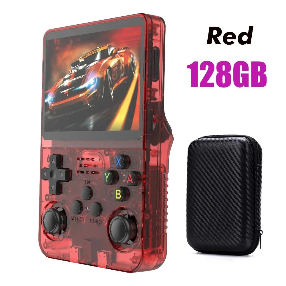 64GB/128GB Open Source R36S Video Game Console Linux System 3.5 Inch IPS Screen Orange Portable Pocket Video Player With bag