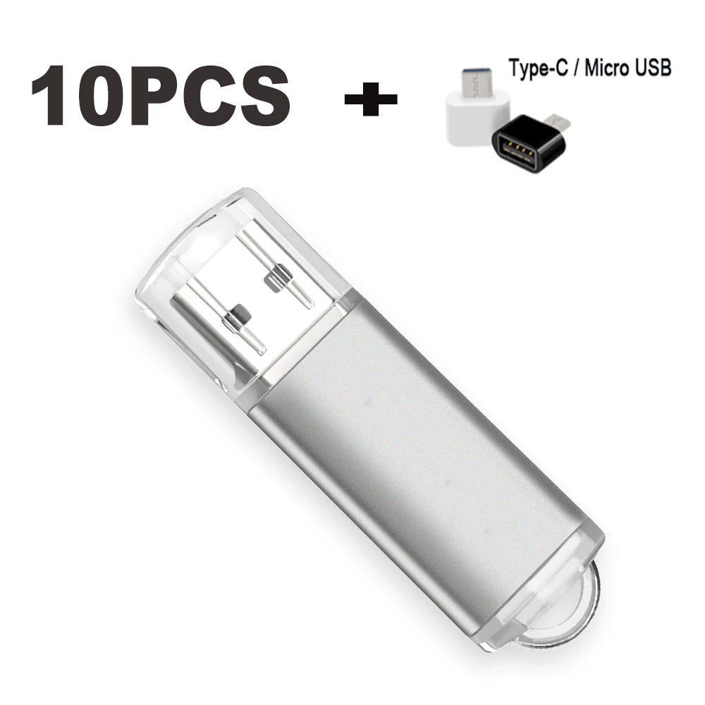 Color USB 2.0 Flash Drive 10-Pack — Bulk Mini Memory Sticks 4GB to 128GB