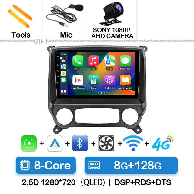 Car Radio Android 15 For Chevrolet Silverado GMC Sierra 2014 2015 2016 2017 2018 5G WIFI Viedo Player DSP Wireless RDS QLED IPS