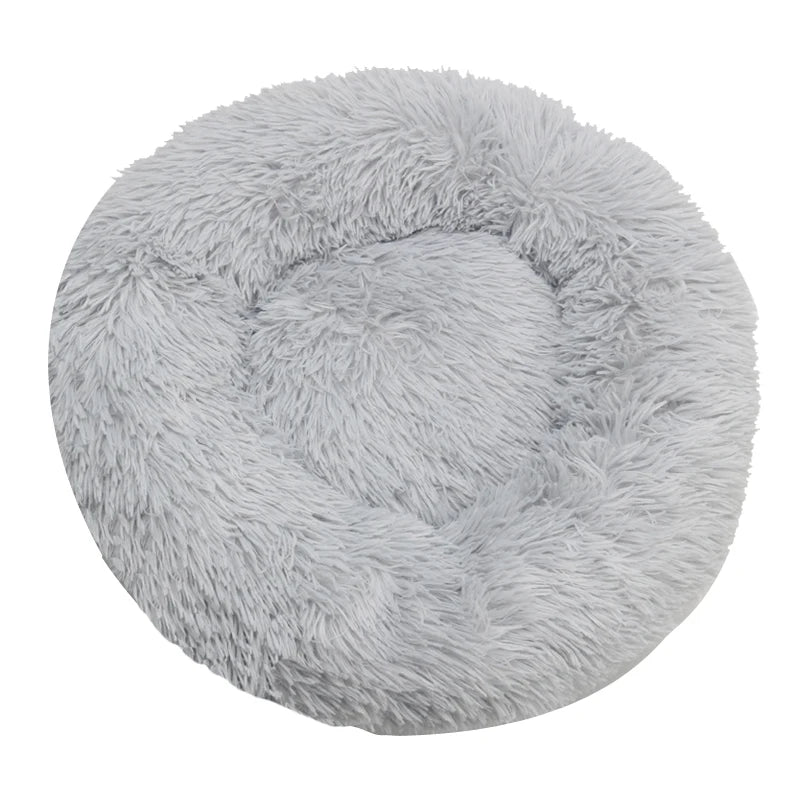Round Plush Dog & Cat Bed — Washable Warm Basket for Small to Large Pets
