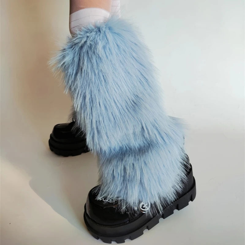 Women's Fuzzy Plush Leg Warmers - Footless Boot Toppers - photo 6