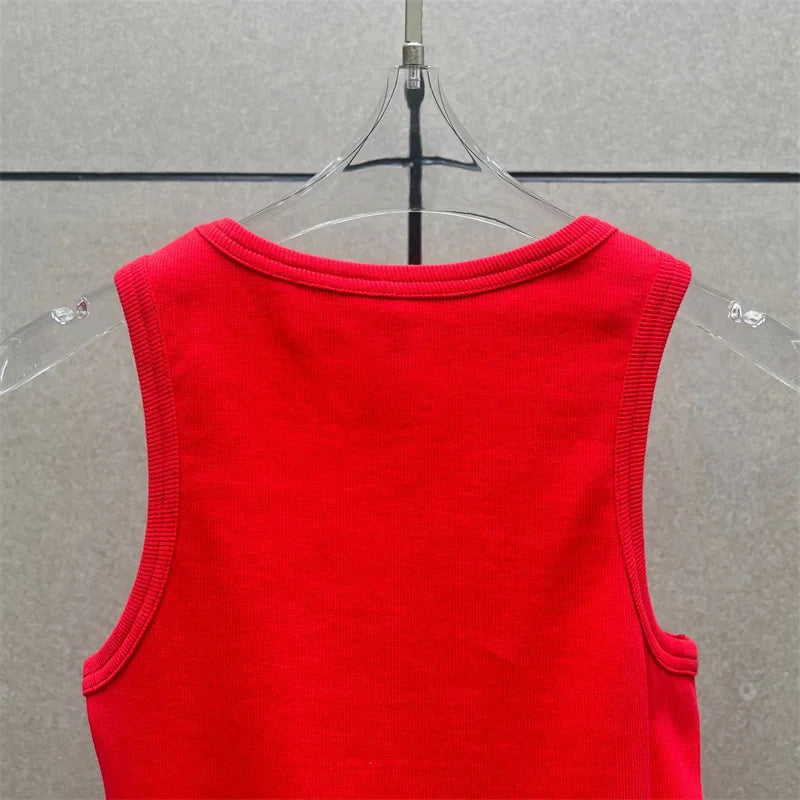 Women t-shirts New twisted flower knotted sleeveless top for summer 2026 Elastic slim pure cotton women's vest corset crop top