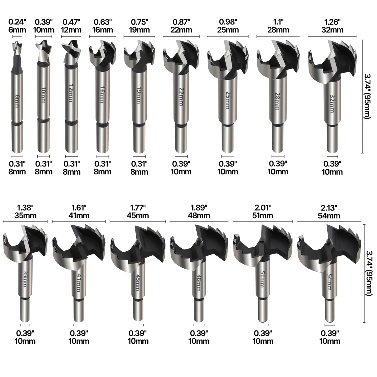 Forstner Drill Bit Set 6-100mm, Hinge Boring Wood Hole Cutter