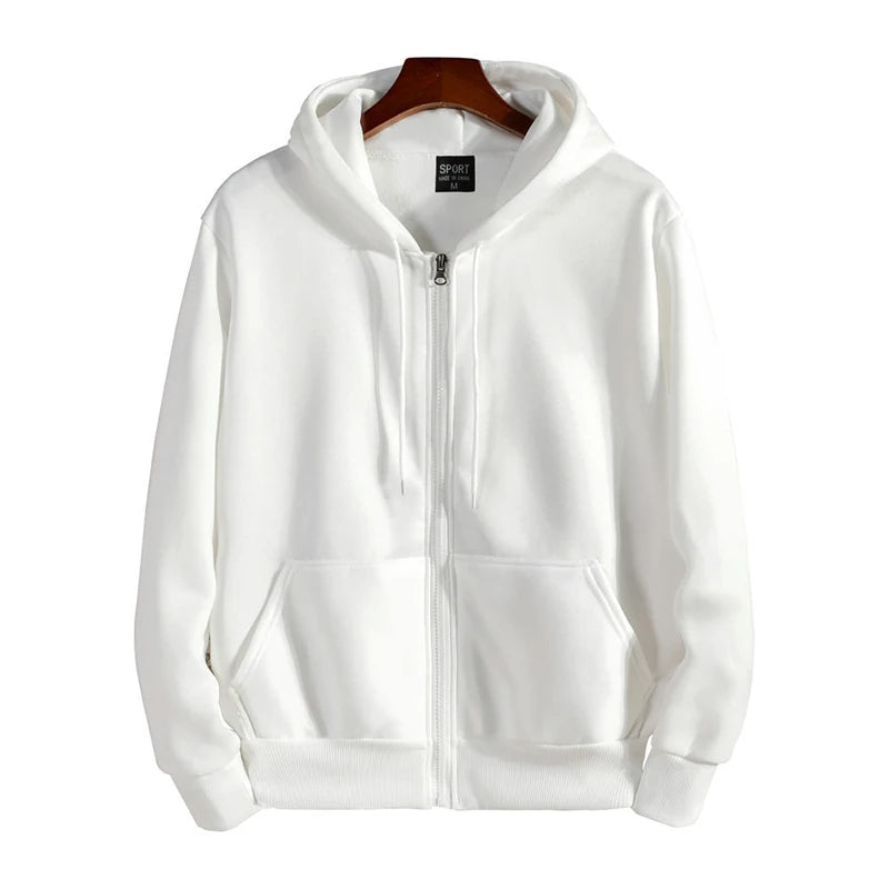 Men's Zip-Up Hoodie, Loose Fit Hooded Sweatshirt