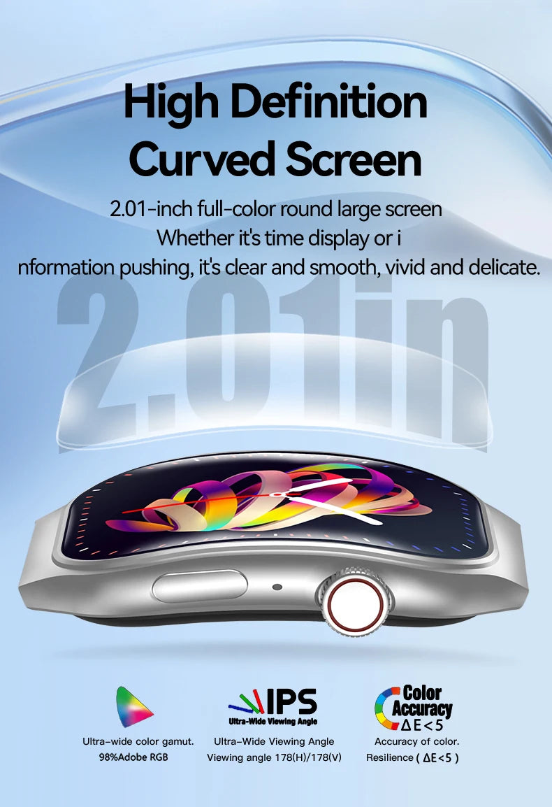 LAXASFIT New Bluetooth Call Smart Watch for Men 2.01" HD Curved Screen Sports Watch Health Monitor Smart Watch for Android iOS