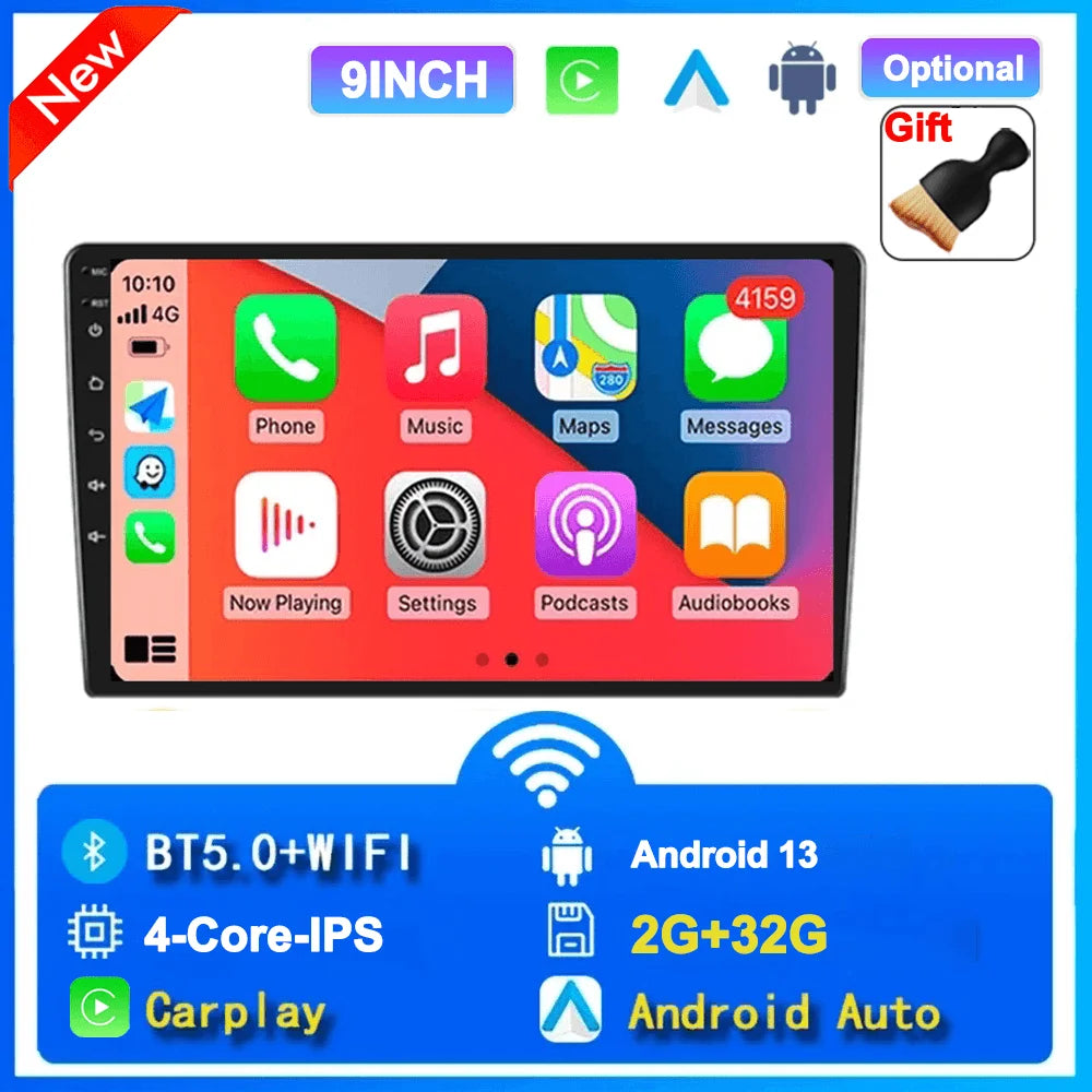Universal 2-DIN Android 13 Car Stereo (7"/9"/10", 64GB) — CarPlay, Android Auto, GPS, WiFi