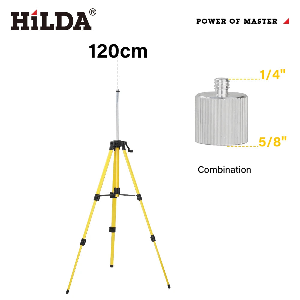 HILDA Laser Level Tripod 1.2M/1.5M 5/8 Inch Adjustable Height Thick Ferroalloy Tripod Laser Level Stand Base for Self Leveling