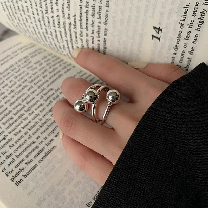 PANJBJ 925 Sterling Silver Hollow Out Rings For Women Three Layered Cross Punk Irregular Vintage Jewelry Gift Dropshipping