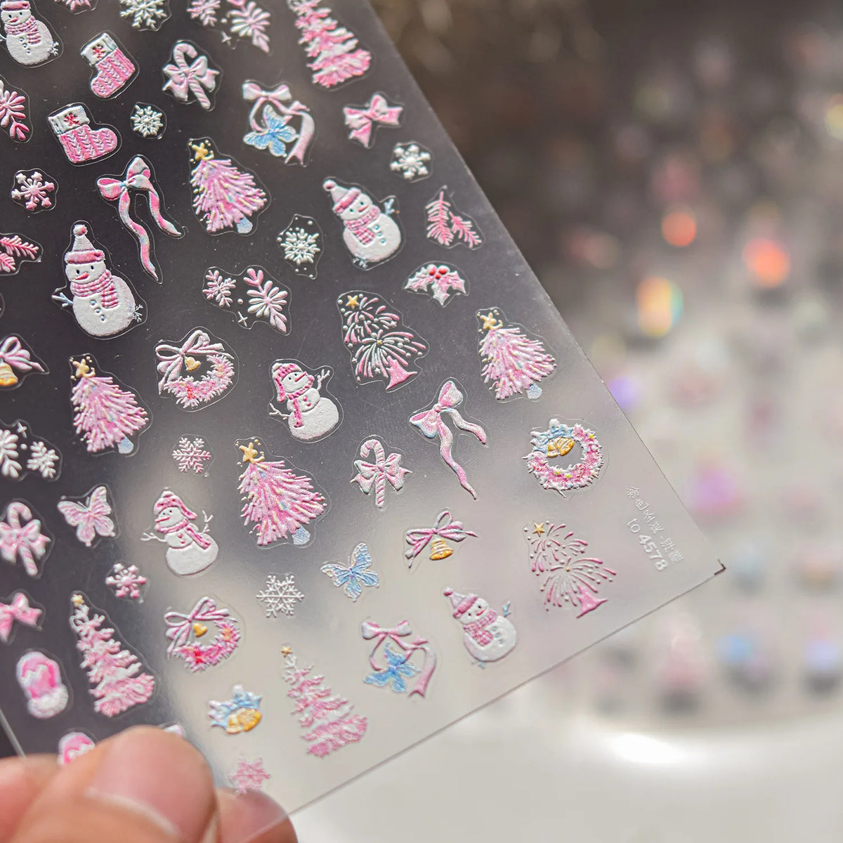 5D Embossed Mini Snowman Snow Nail Decorations Stickers Self Adhesive Nail Stickers Winter Christmas Nail Art Accessories Decals