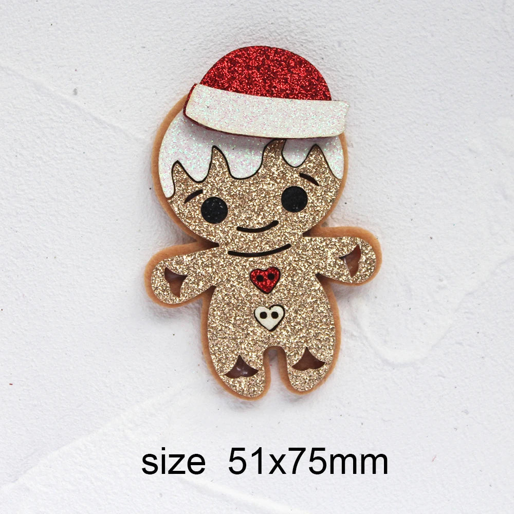 10pcs Glitter Padded Applique Reindeer with Red Nose  for DIY Christmas Hair Clips Bow Accessories Felts Supply Party Decor