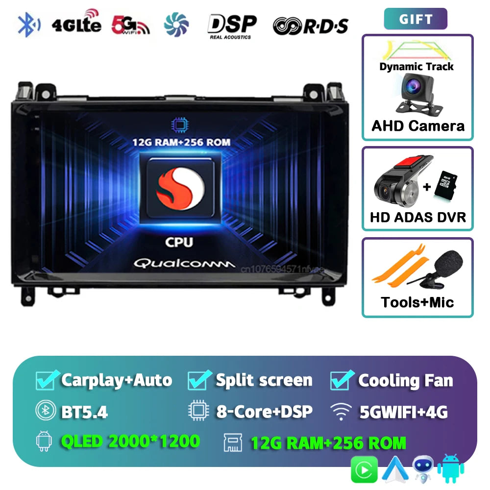 Android 16 For Benz Sprinter Volkswagen Crafter 2006 - 2016 2K QLED Android Car Radio Multimedia Video Player GPS stereo CarPlay