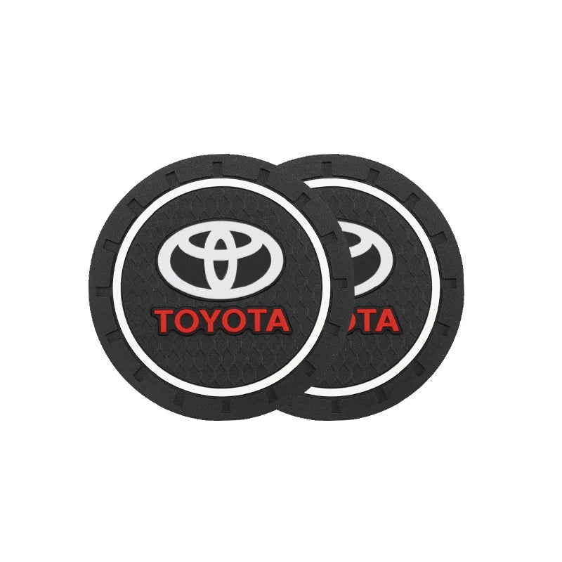 2Pcs Leather Coaster Anti-noise Water Cup Pad Cushion For Toyota TRD Gazoo Racing Corolla Yaris Chr Auris Rav4
