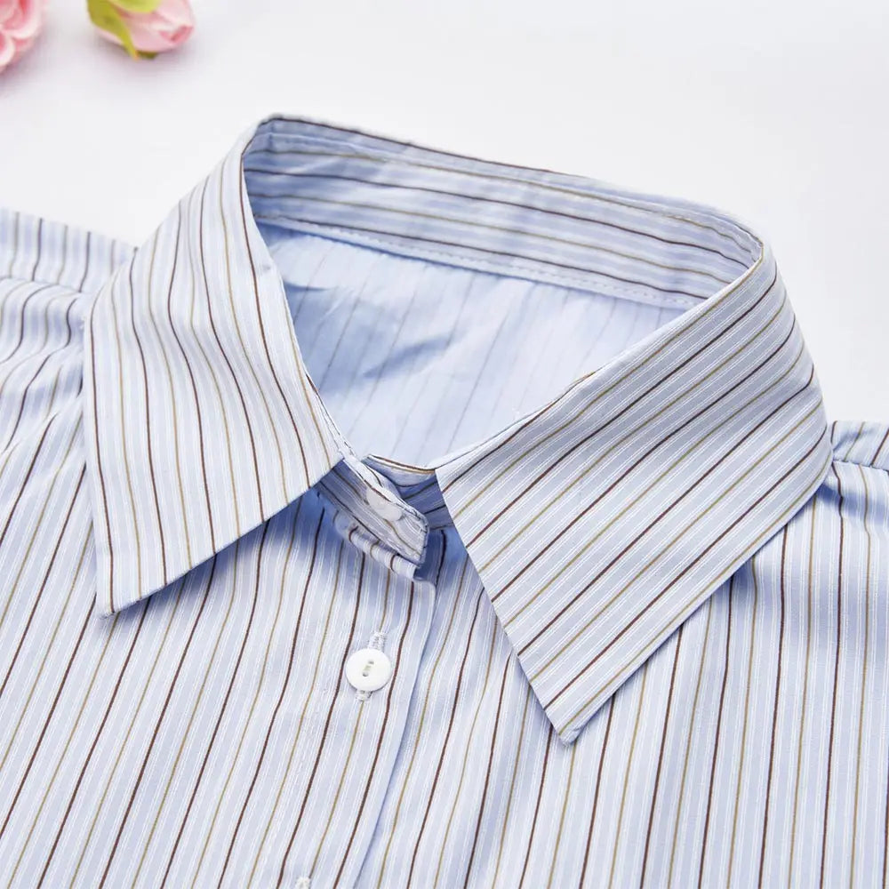 Fashion Cotton Stripes Fake Collar Vintage Classic Front Tie Casual Detachable False Blouse Collar for Women