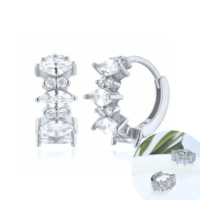 925 Sterling Silver Tassel Hoop Earrings for Women - White Zircon