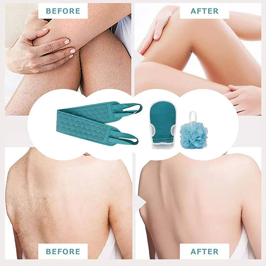 Exfoliating Body Scrubber Set with Back Scrubber, Bath Glove & Loofah - photo 3