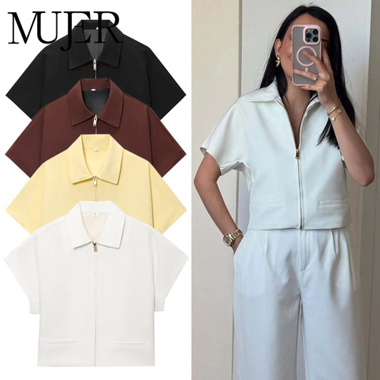 Women's Cropped Varsity Jacket – Short Sleeve Summer Coat