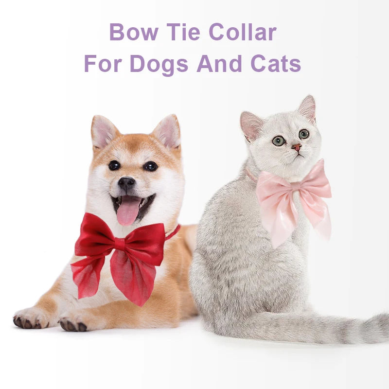 Cat Collar Adjustable Pet Bow Tie Collars for Small Cats Dogs Fashion Fancy Kitten Necktie Buckle Necklace Pet Accessoreis