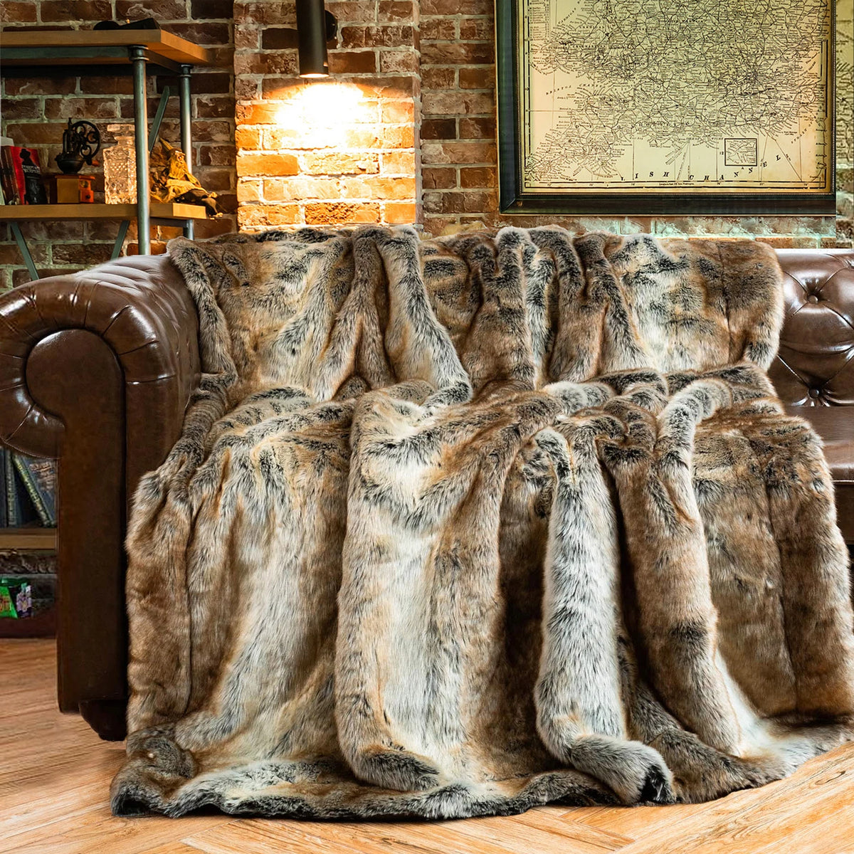 Faux Fur Throw Blanket, Fluffy Plush Sofa Throw