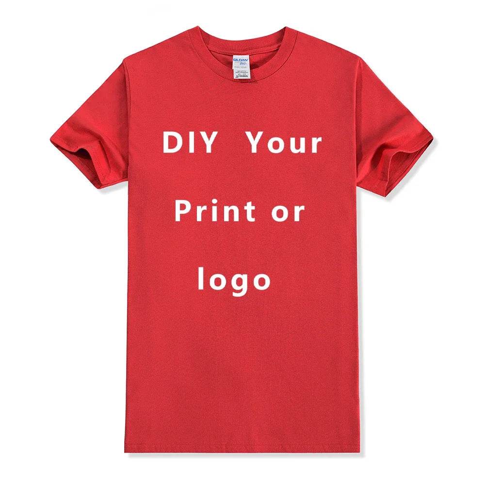 EU size 100% pure cotton custom T-shirt front and back team school uniform store logo text photo for men's personalized high-end