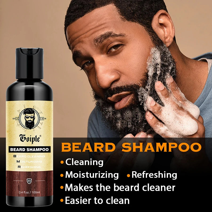 GOIPLE Beard Growth Care Kit for Men - Shampoo, Oil, Balm & Wash Set