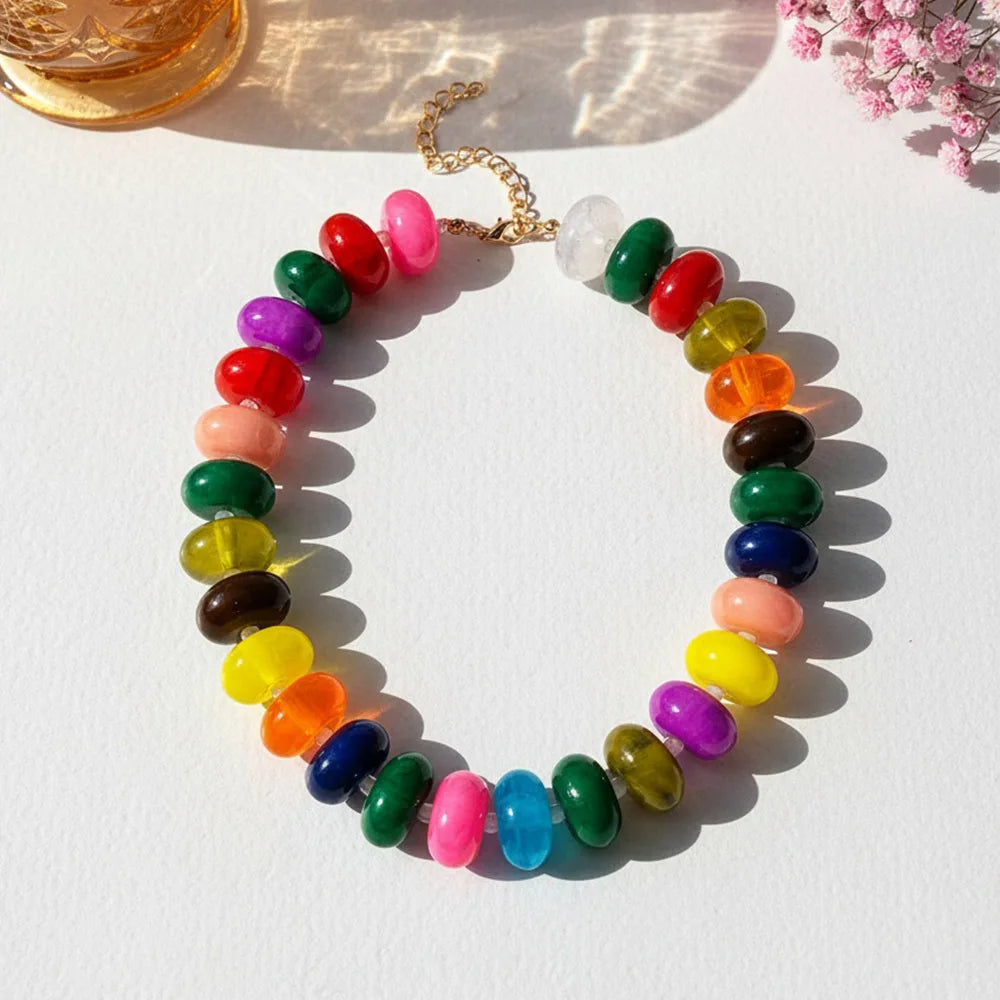 1pc Bohemian Fashion Casual Dopamine Acrylic Bead Necklace Charms Chunky Jewelry Suitable for Women