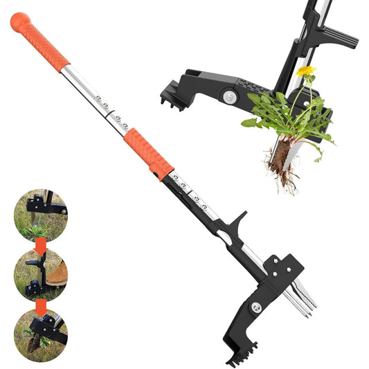 Weed Puller Tool Lightweight Aluminum Quick Adjustable Gardening Stand Up Weeder Puller with Ergonomic Long Handlewith for Home