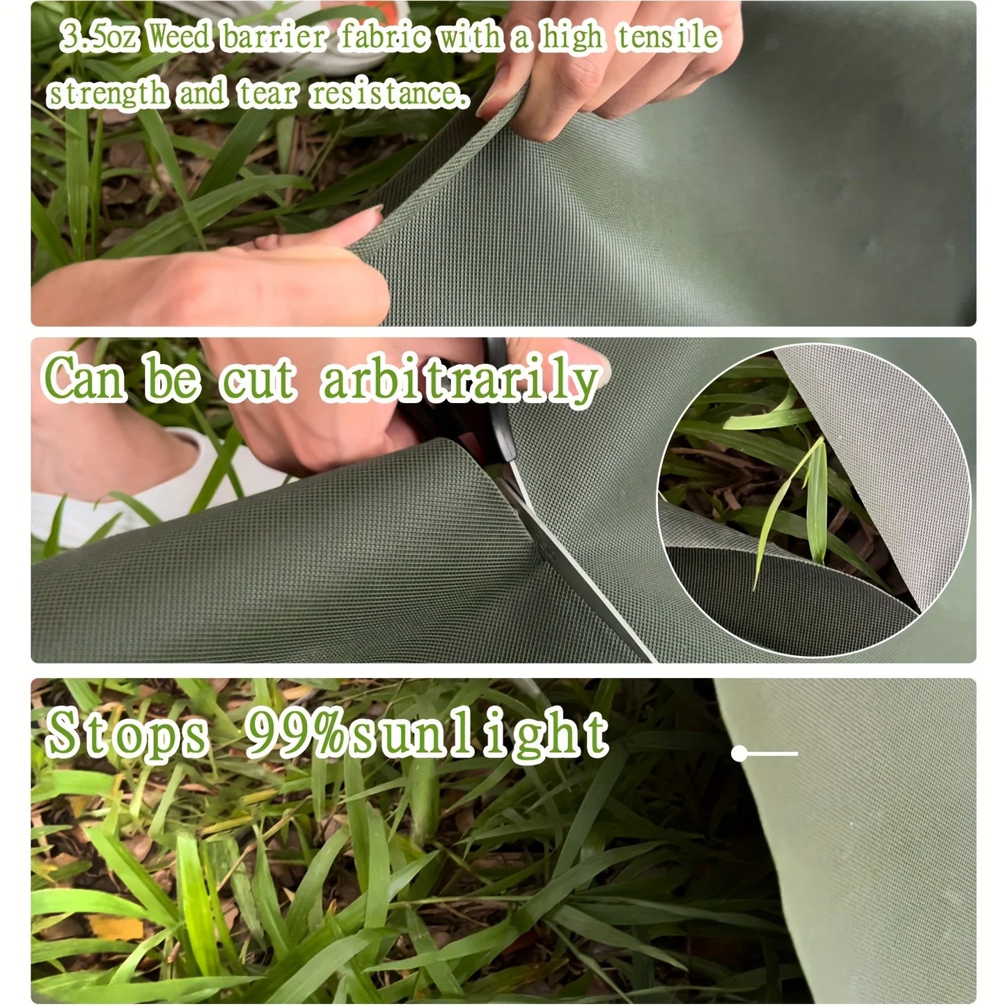 Heavy duty non-woven floor covering weed barrier, green, non-woven fabric, suitable for gardens, courtyards, farms, orchards