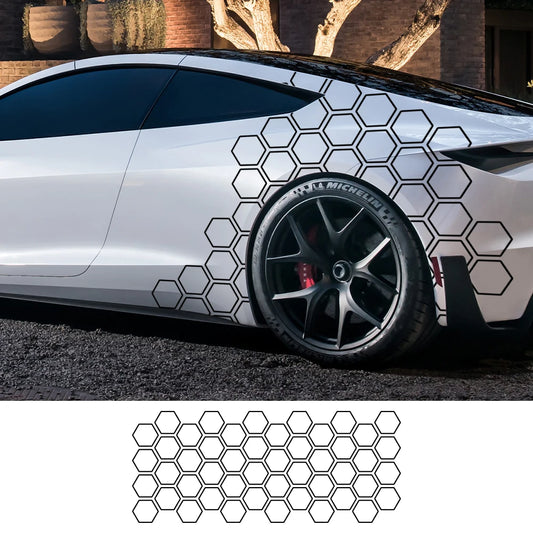 Honeycomb Side Graphic Car Decal — Vinyl Tuning Sticker, Universal