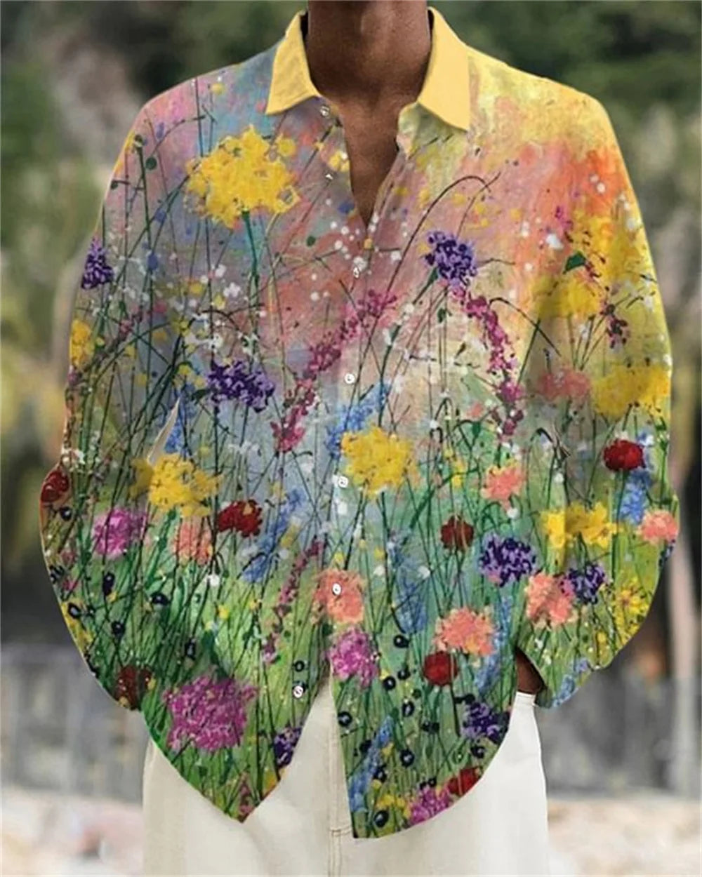 2024 Men's long sleeved shirt Flame Rose pattern 3D printed top for spring autumn new fashion casual men's unisex clothing