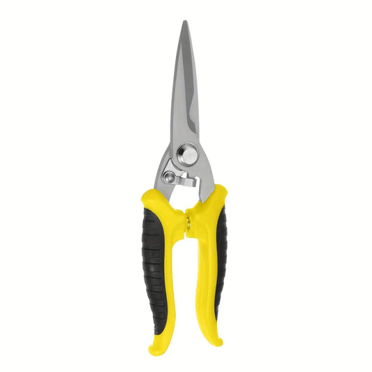 1pcs Industrial Scissors 8 Inch Multi-Purpose Shears Stainless Steel Blades with Orange Black Handle for Cutting Thin Metal