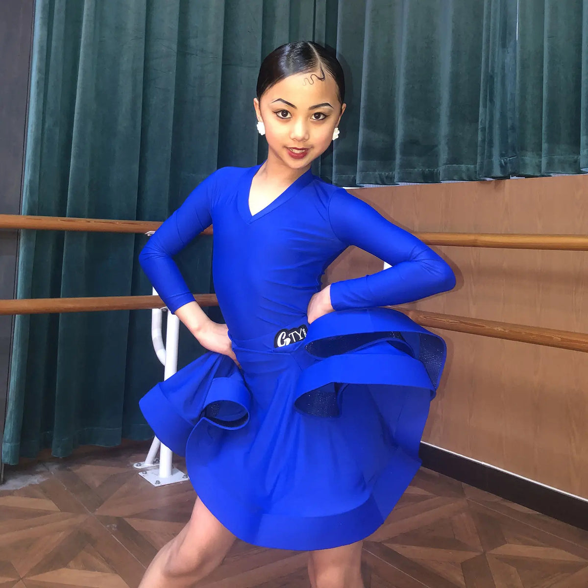 Girls long-sleeve Latin competition dress