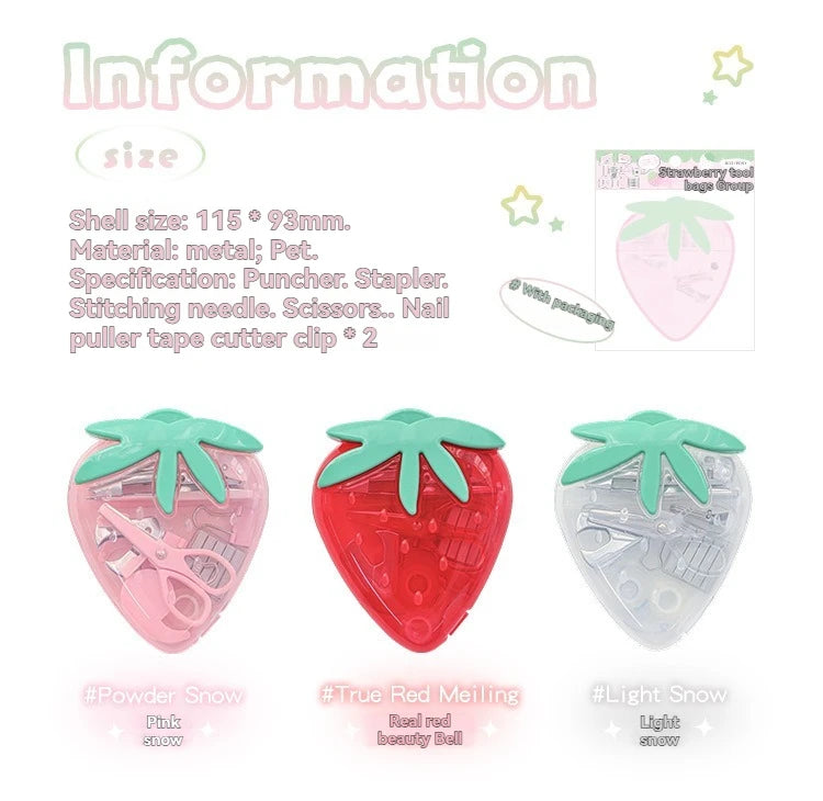 1PC Tool Set High Beauty Strawberry Efficiency Set Stapler Storage Stationery Student Specific Tool Set