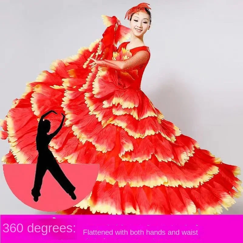 Women's big swing petal flamenco dress