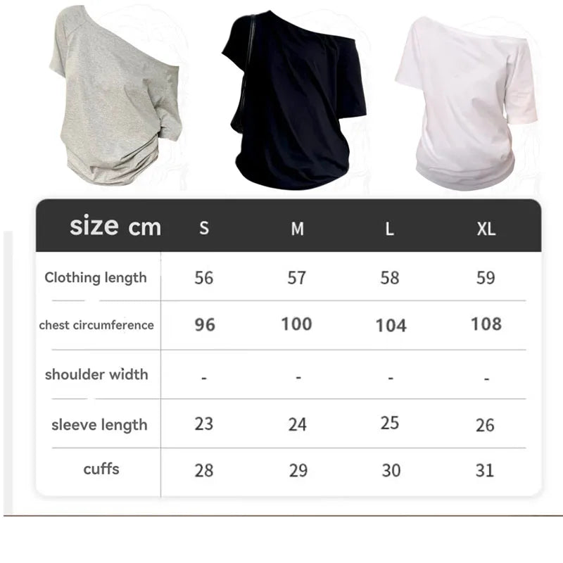 Women's Solid Skew-Collar T-Shirt — Slim-Fit Short-Sleeve Summer Tee